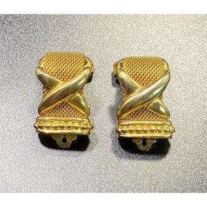 Vintage RRO Silver & Gold Tone X Mesh Earrings